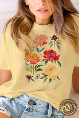 Peony Flowers Woman Botanical Watercolor Shirt honizy 3 1