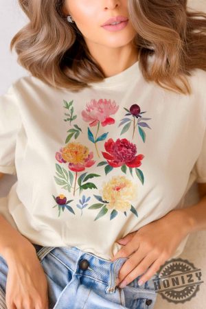 Peony Flowers Woman Botanical Watercolor Shirt honizy 4 1