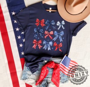 Usa Red White And Blue Coquette Fourth Of July Shirt honizy 4