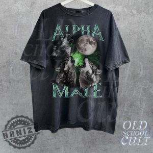 Alpha Male Vintage Graphic Retro 90S Wolf Moon Shirt honizy 2
