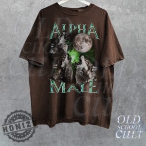 Alpha Male Vintage Graphic Retro 90S Wolf Moon Shirt honizy 3
