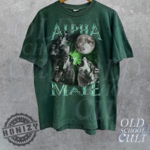 Alpha Male Vintage Graphic Retro 90S Wolf Moon Shirt honizy 4