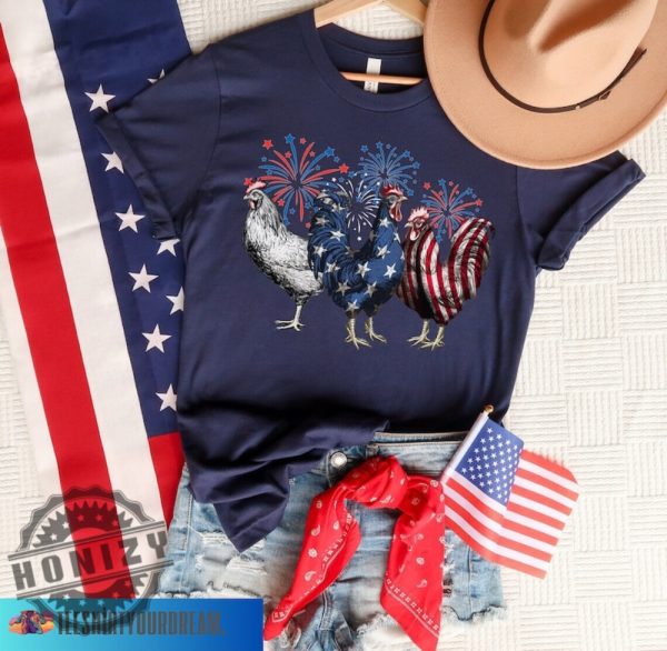Funny 4Th Of July Chicken Independence Day Usa Flag Shirt honizy 2
