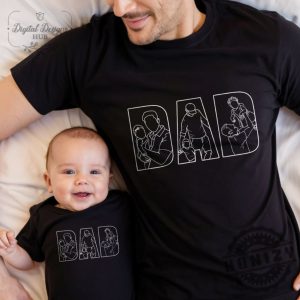 Custom Dad Shirt Portrait From Photo Personalized Dad Photo Outline Gift honizy 3