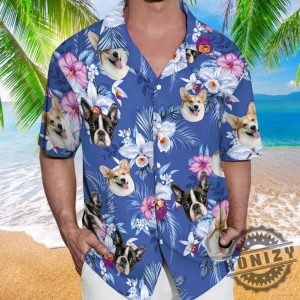 Personalized Photo Custom Dog Cat Face Holiday Tropical Pattern 3D All Over Printed Shirt honizy 2