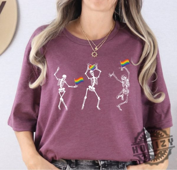 Skeleton Pride Rainbow Lgbtq Funny Pride Shirt honizy 4