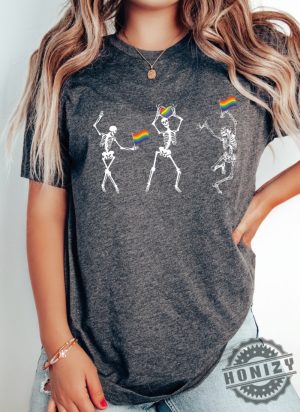 Skeleton Pride Rainbow Lgbtq Funny Pride Shirt honizy 5