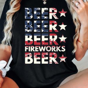 4Th Of July Beer Fireworks American Flag Shirt honizy 2
