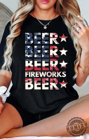 4Th Of July Beer Fireworks American Flag Shirt honizy 2