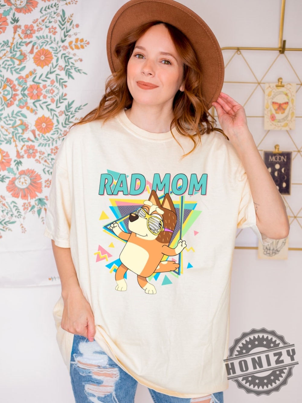 Retro Rad Mom Cute Mama Chilli Heeler Bluey Family Shirt