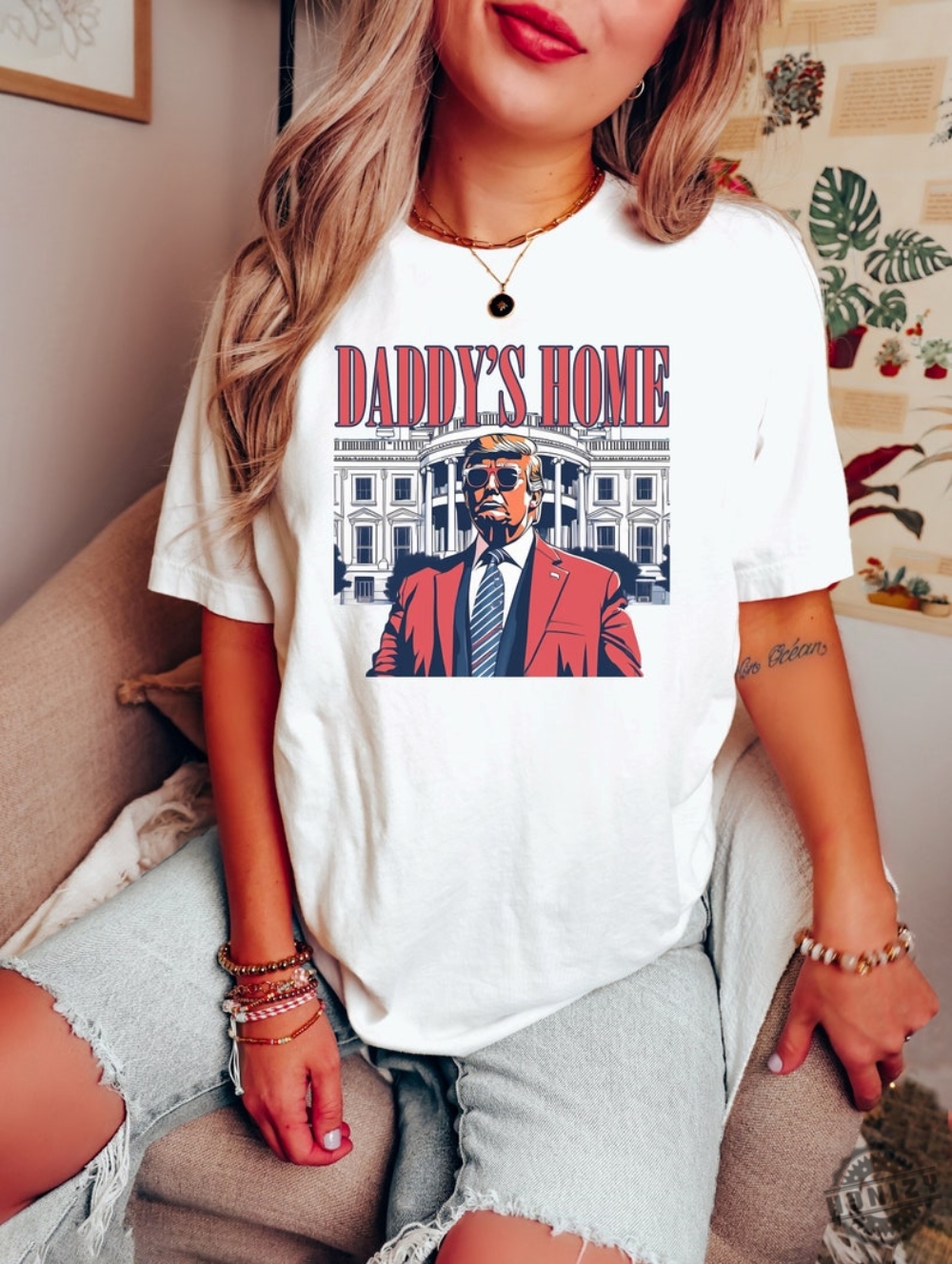 Daddys Home White House Trump 2024 4Th Of July Shirt