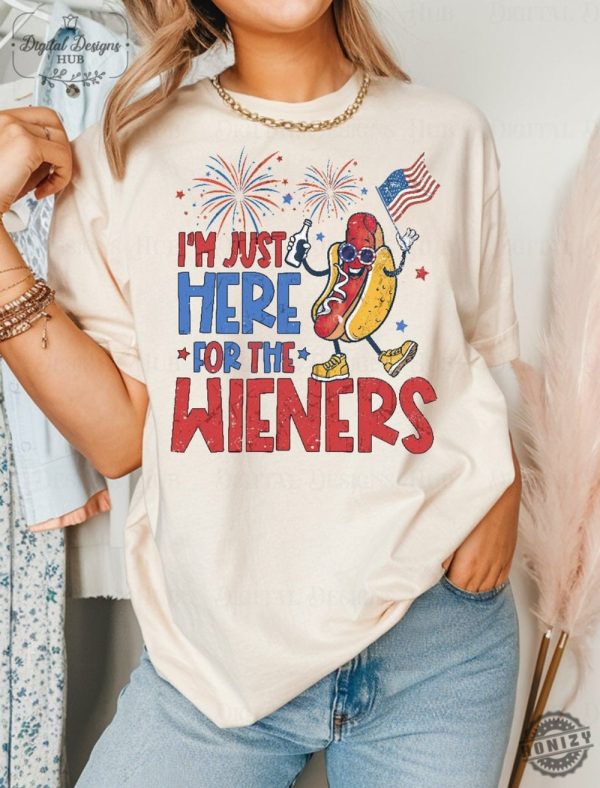 Just Here For The Wieners 4Th Of July Shirt honizy 1