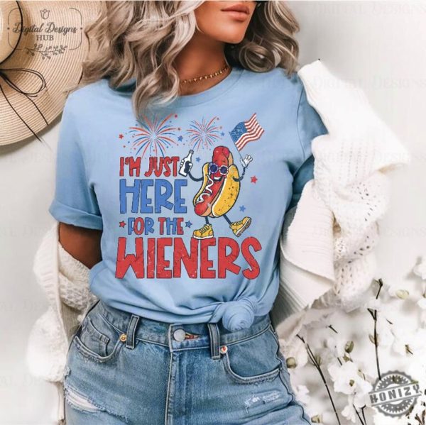 Just Here For The Wieners 4Th Of July Shirt honizy 2