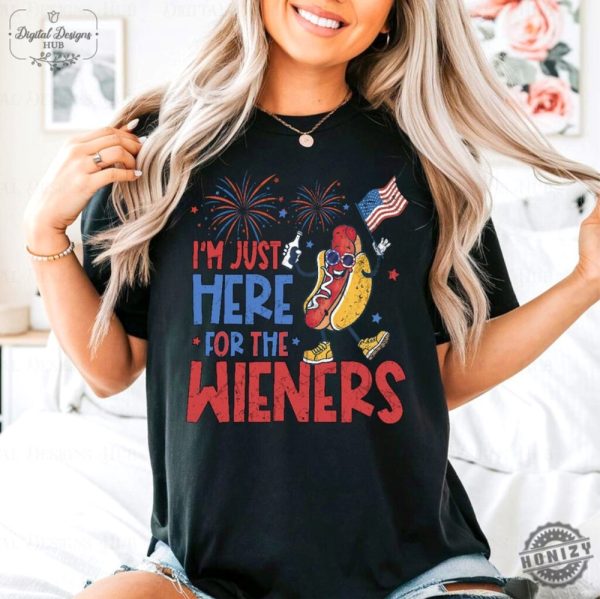 Just Here For The Wieners 4Th Of July Shirt honizy 4