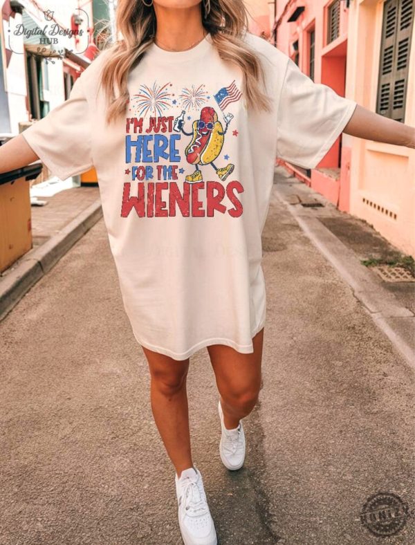 Just Here For The Wieners 4Th Of July Shirt honizy 6