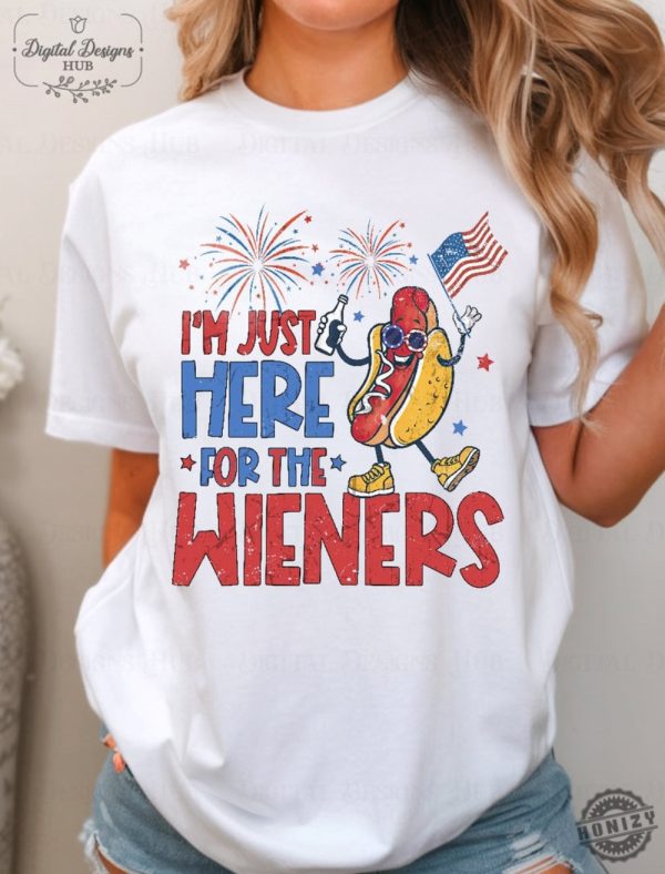 Just Here For The Wieners 4Th Of July Shirt honizy 7