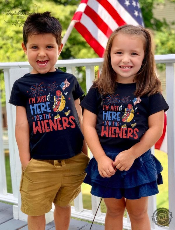 Just Here For The Wieners 4Th Of July Shirt honizy 8