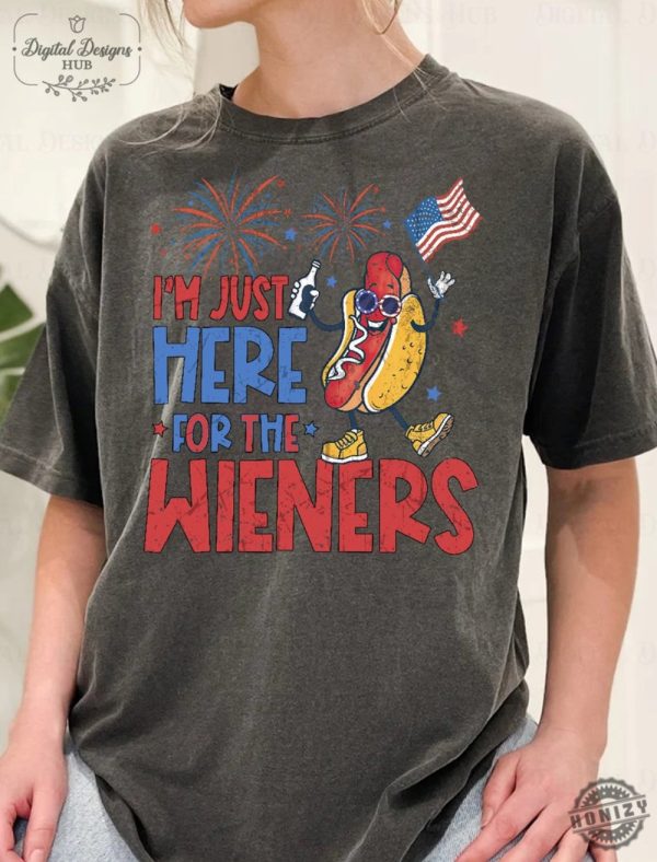 Just Here For The Wieners 4Th Of July Shirt honizy 9