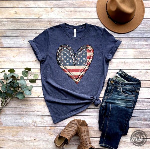 American Flag Heart 4Th Of July Shirt honizy 2