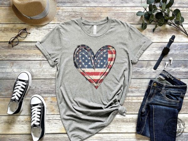 American Flag Heart 4Th Of July Shirt honizy 3