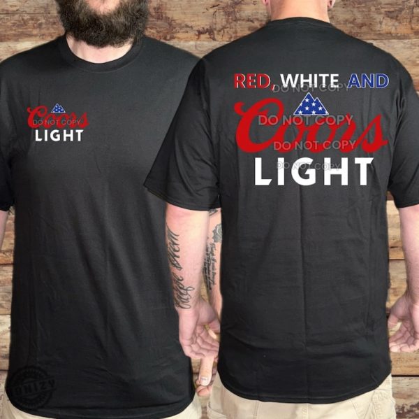 Red White And Coors Light Flag With Pocket Graphic Shirt honizy 1