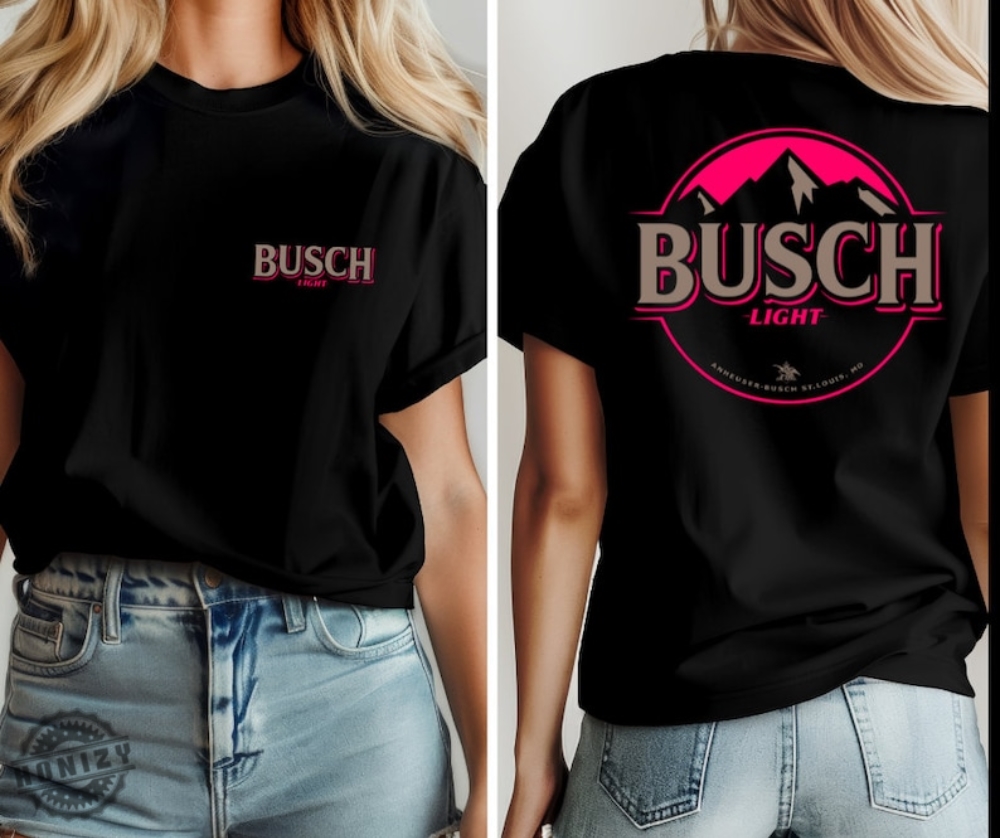 Pink Busch Light With Pocket Graphic Beer Drinking Shirt