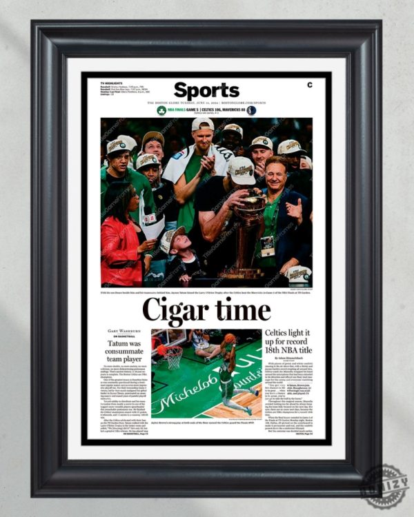 2024 Boston Celtics Championship Glory Cigar Time Poster Canvas honizy 1