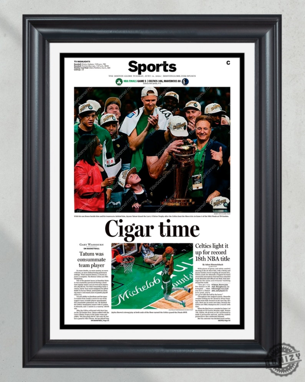 2024 Boston Celtics Championship Glory Cigar Time Poster Canvas