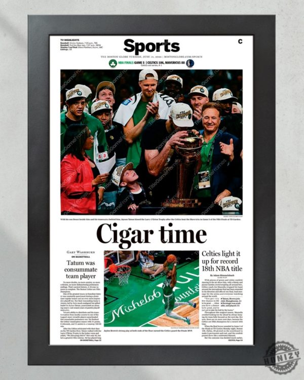 2024 Boston Celtics Championship Glory Cigar Time Poster Canvas honizy 2