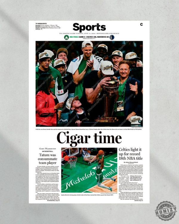 2024 Boston Celtics Championship Glory Cigar Time Poster Canvas honizy 3