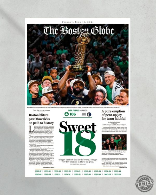 2024 Boston Celtics Sweet 18 Nba Champions Framed Poster Canvas honizy 3