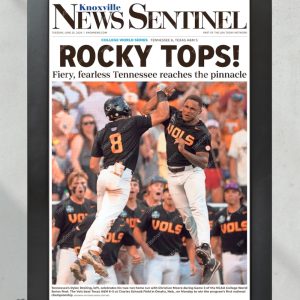 2024 Tennessee Volunteers Cws Champions Rocky Tops Framed Commemorative Poster honizy 2