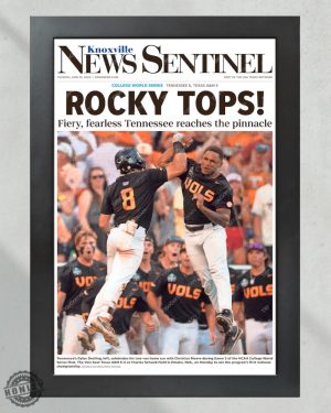 2024 Tennessee Volunteers Cws Champions Rocky Tops Framed Commemorative Poster honizy 2