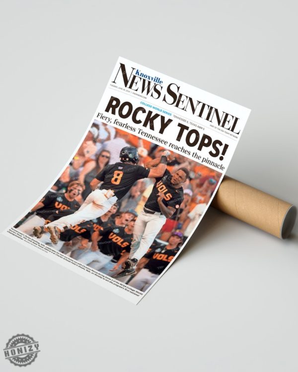 2024 Tennessee Volunteers Cws Champions Rocky Tops Framed Commemorative Poster honizy 5