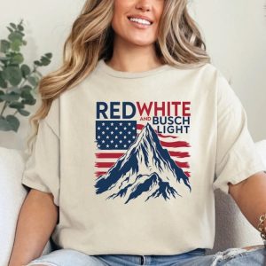 Red White And Busch Light Shirt Patriotic Beer 4Th Of July Celebration Merica Gift honizy 2