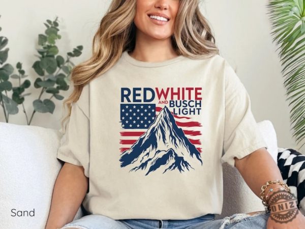 Red White And Busch Light Shirt Patriotic Beer 4Th Of July Celebration Merica Gift honizy 2