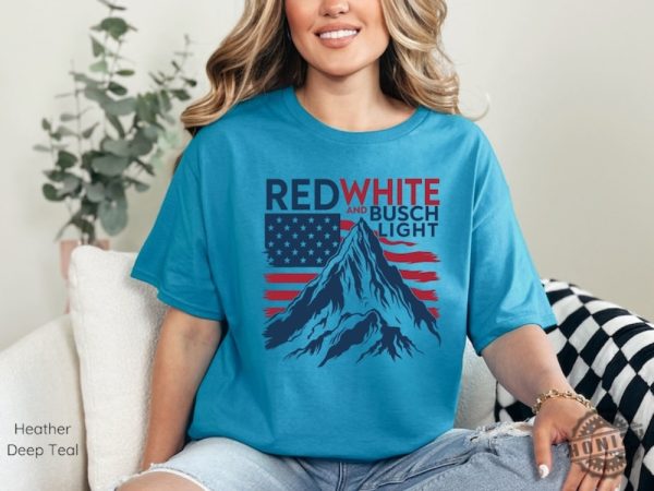 Red White And Busch Light Shirt Patriotic Beer 4Th Of July Celebration Merica Gift honizy 3