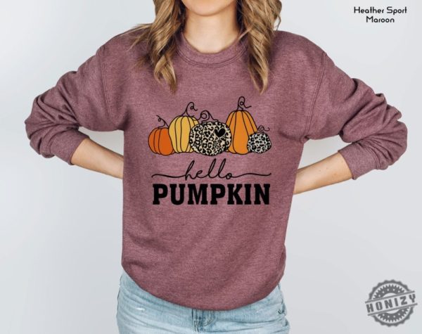 Hello Pumpkin Cute Thanksgiving Gift Halloween Sweatshirts For Women Fall Tshirt Autumn Shirt honizy 5