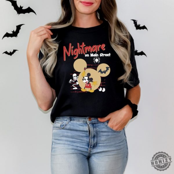 Disney Halloween Shirt Nightmare On Main Street Mickey Shirt Vintage Disney Halloween Mickey Not So Scary Shirt honizy 2