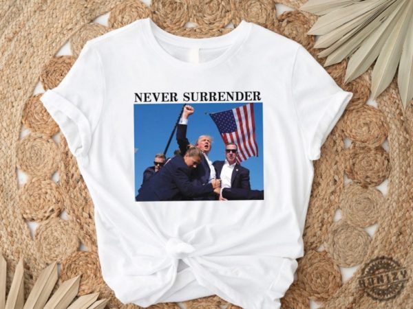 Trump Never Surrender Shirt Trump Shooter Shirt Support Trump Election Shirt honizy 1