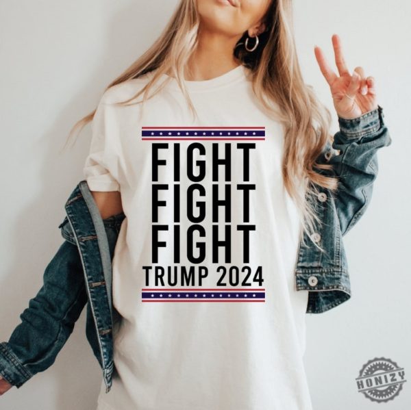 Trump Fight Fight Fight Shirt Trump 2024 Tshirt Trump Shot Fight Sweatshirt God Bless Trump Hoodie President Donald Trump Shirt honizy 1