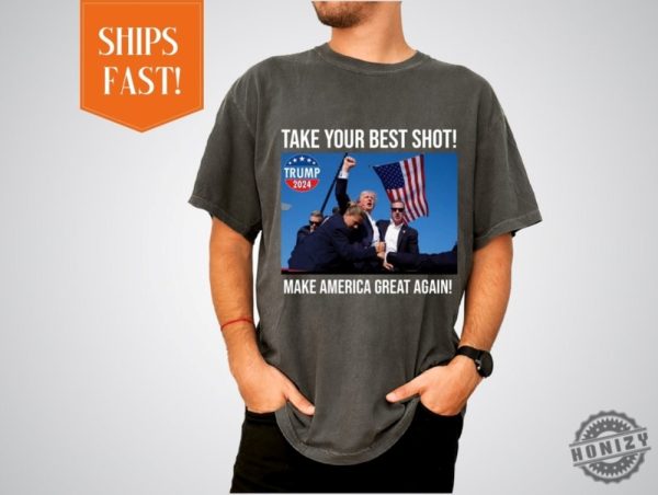 Trump Shot Shirt Donald Trump Tshirt Make America Great Again Sweatshirt Trump Mug Shot Republican Tee Voting For The Felon Hoodie Trump 2024 Shirt honizy 1