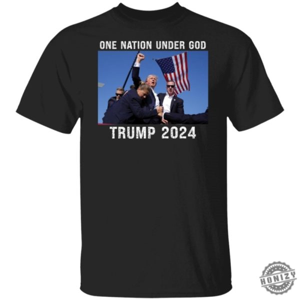 Trump Assassination Attempt Shirt Trump 2024 Tshirt Trump One Nation Under God Shirt honizy 5