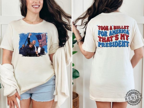 Iconic Trump Stand Up Tshirt Distressed Iconic Trump Image And Took A Bullet For America Sweatshirt Fight For Freedom Hoodie Trump Pennsylvania Shirt honizy 1