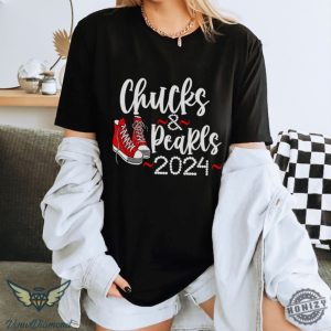 Kamala Harris 2024 Shirt Chucks And Pearls Tshirt Madam President Hoodie Kamala Rally Sweatshirt Presidential Election 2024 Shirt honizy 2