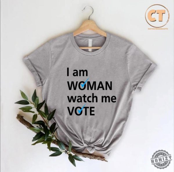 I Am Woman Watch Me Vote Shirt Womens Vote Blue Tshirt Democrat Liberals Gift Support Biden Hoodie Anti Trump Sweatshirt 2024 Election Day Shirt honizy 4