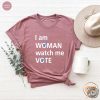 I Am Woman Watch Me Vote Shirt Womens Vote Blue Tshirt Democrat Liberals Gift Support Biden Hoodie Anti Trump Sweatshirt 2024 Election Day Shirt honizy 5