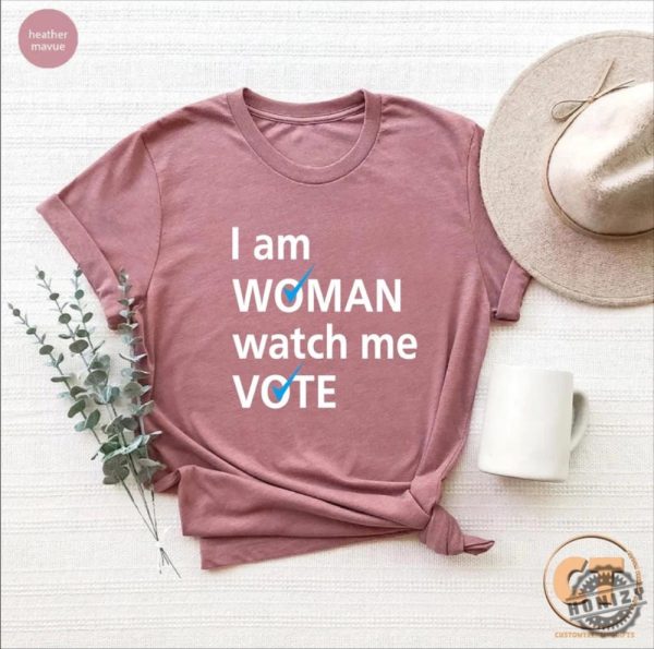 I Am Woman Watch Me Vote Shirt Womens Vote Blue Tshirt Democrat Liberals Gift Support Biden Hoodie Anti Trump Sweatshirt 2024 Election Day Shirt honizy 5