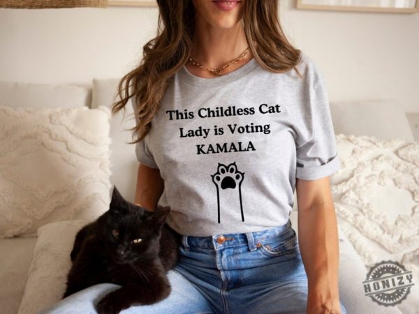 Kamala Harris Shirt This Childless Cat Lady Is Voting Kamala Hoodie Kamala Harris 2024 Tshirt Kamala Rally Sweatshirt Harris 2024 Shirt honizy 1