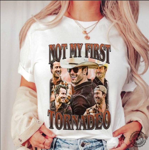 Not My First Tornado 90S Vintage Shirt Glen Powell Sweatshirt Tyler Owens Tshirt Glen Powell Cowboy Hoodie Twister 2024 Movie Storm Chaser Shirt honizy 2